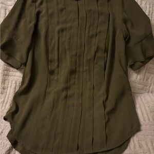 Ann Taylor Olive Pleated Blouse